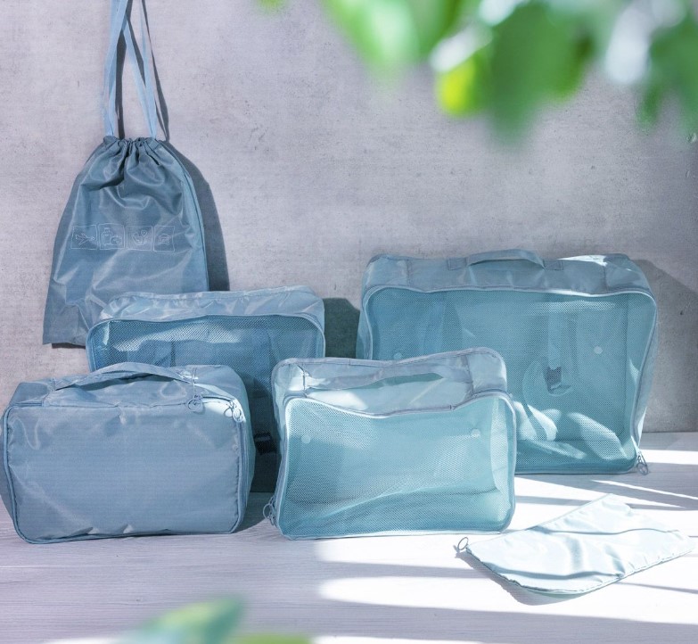Homla Σετ Οργανωτής Ταξιδιού 5τμχ Polyester Μπλε 36x27εκ.-27x12εκ.-28x20x12εκ. Nevan Homla 229198 (Χρώμα: Μπλε) - Homla - 229198
